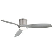 Flush Mount Ceiling Fan With Dimmable LED Light, 3 Blades, Reversible DC Motor Blades For Living Room