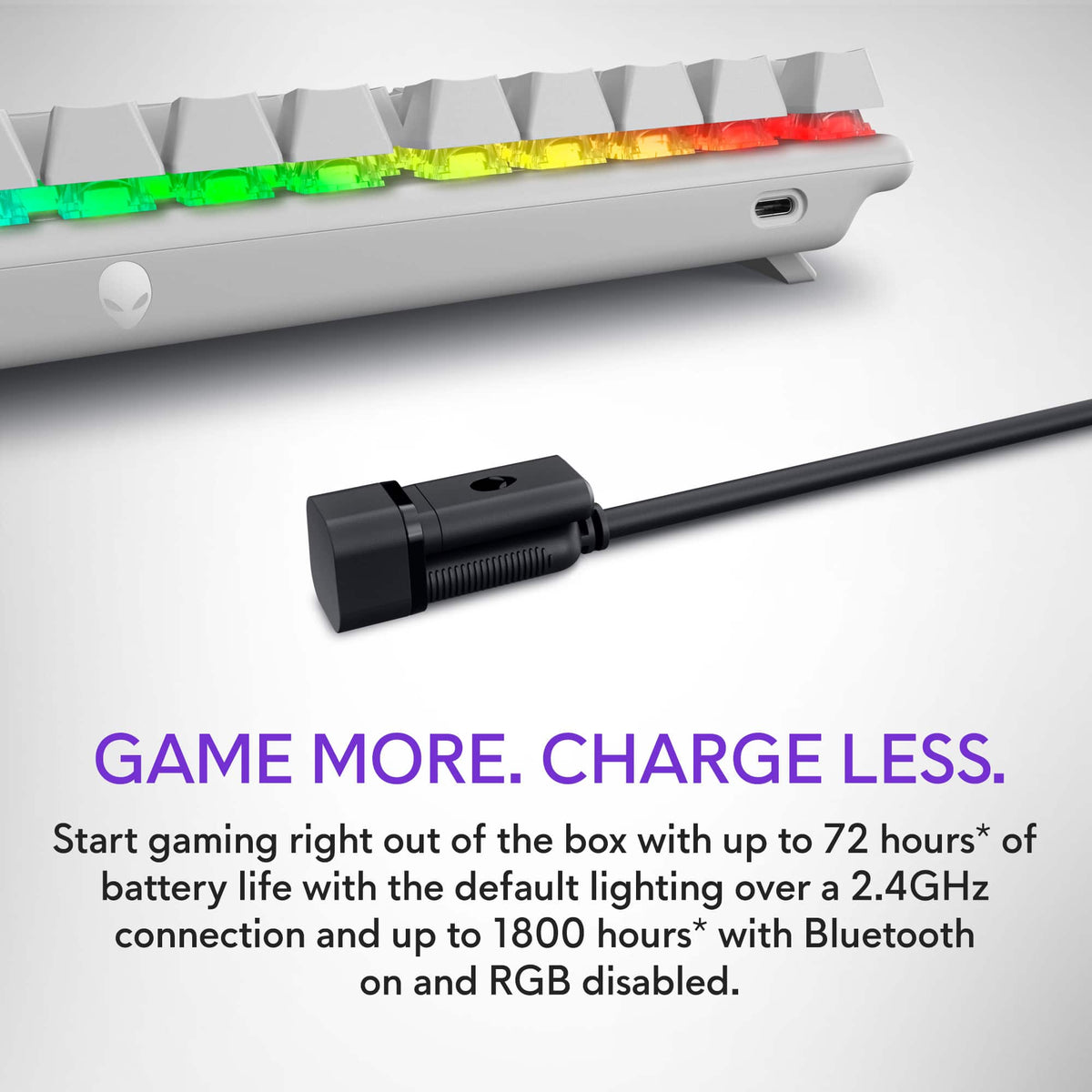 Alienware - Pro 75% Wireless Mechanical Gaming Keyboard with RGB Back Lighting - Lunar Light