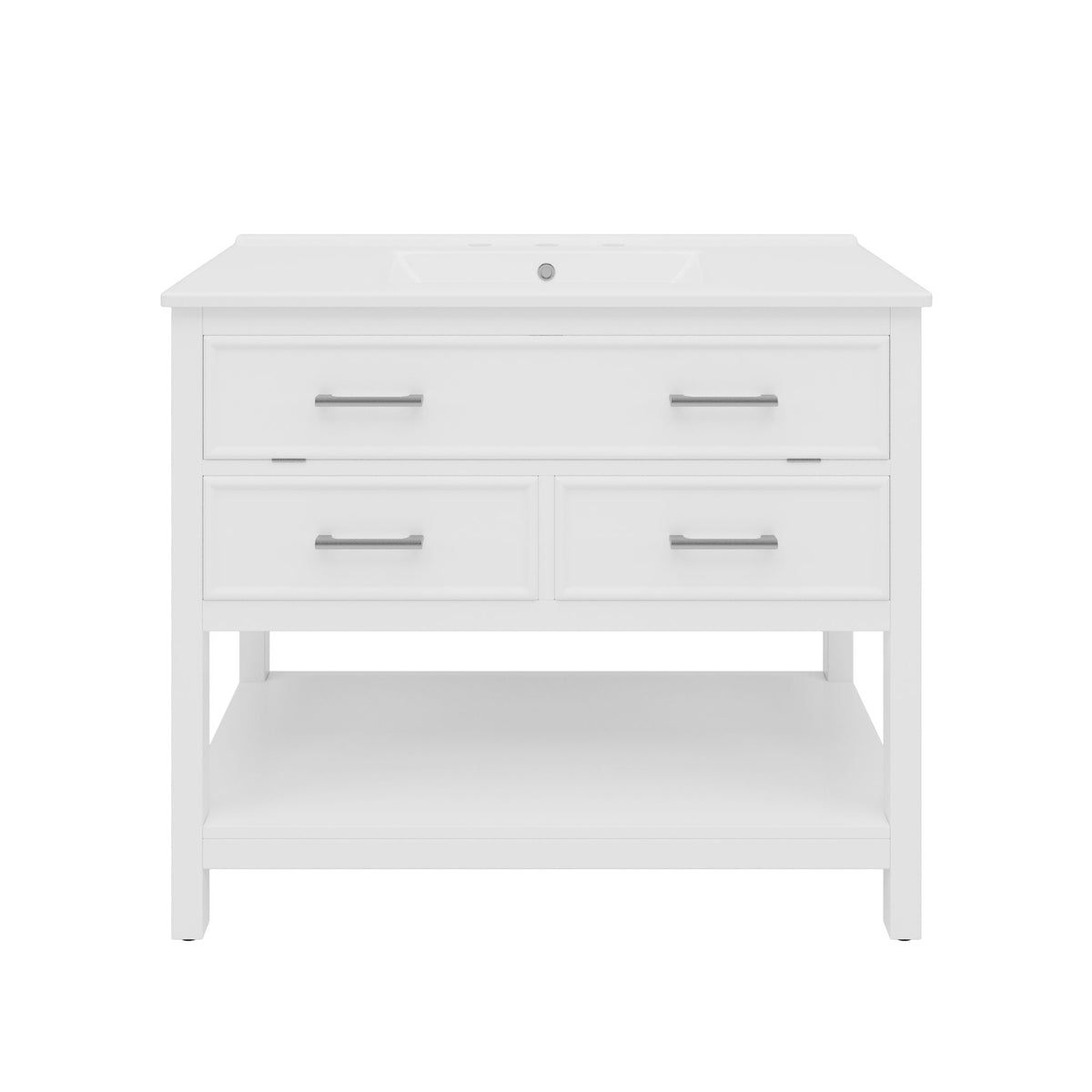 Bathroom Vanity With Ceramic Sink, Tip Out Tray & 2 Full Extension Drawers