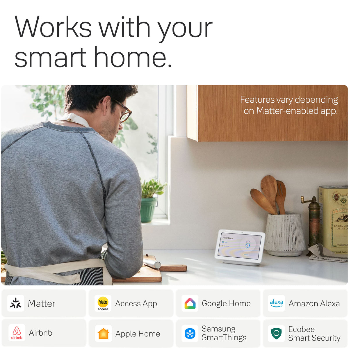 Yale - Smart Lock with Matter, Designed for Google Home; Electronic Deadbolt with Pushbutton Keypad - Snow
