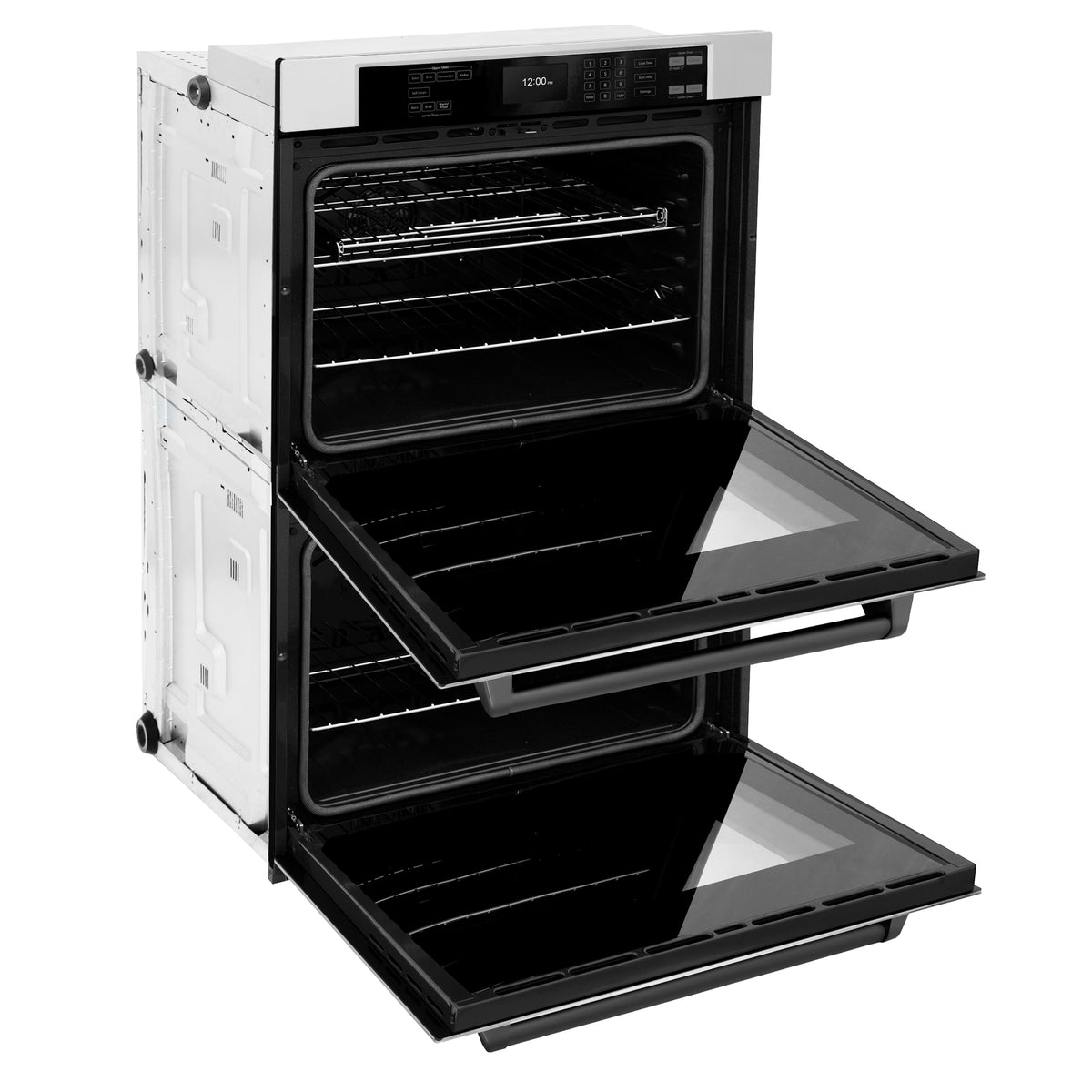 ZLINE - 30 in. Autograph Double Wall Oven w/ Air Fry and Self Clean w/ Black Handles - Stainless Steel