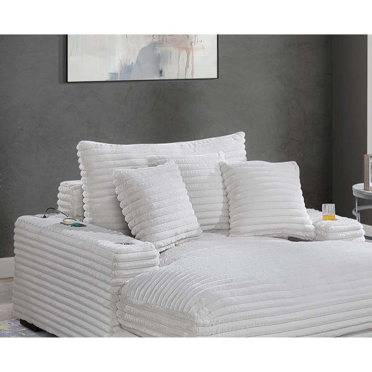 Chaise longue con 2 portavasos y puertos USB
