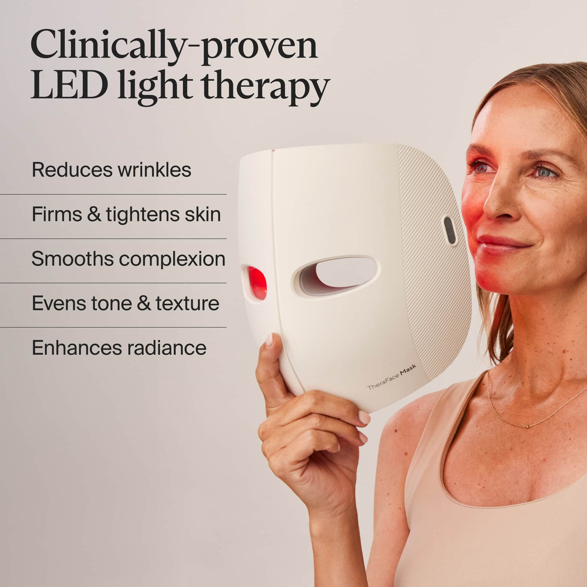 Therabody - TheraFace Mask - Advanced, Clinically Proven LED Skincare Mask With 648 LEDs for Firmer, Smoother Skin - White