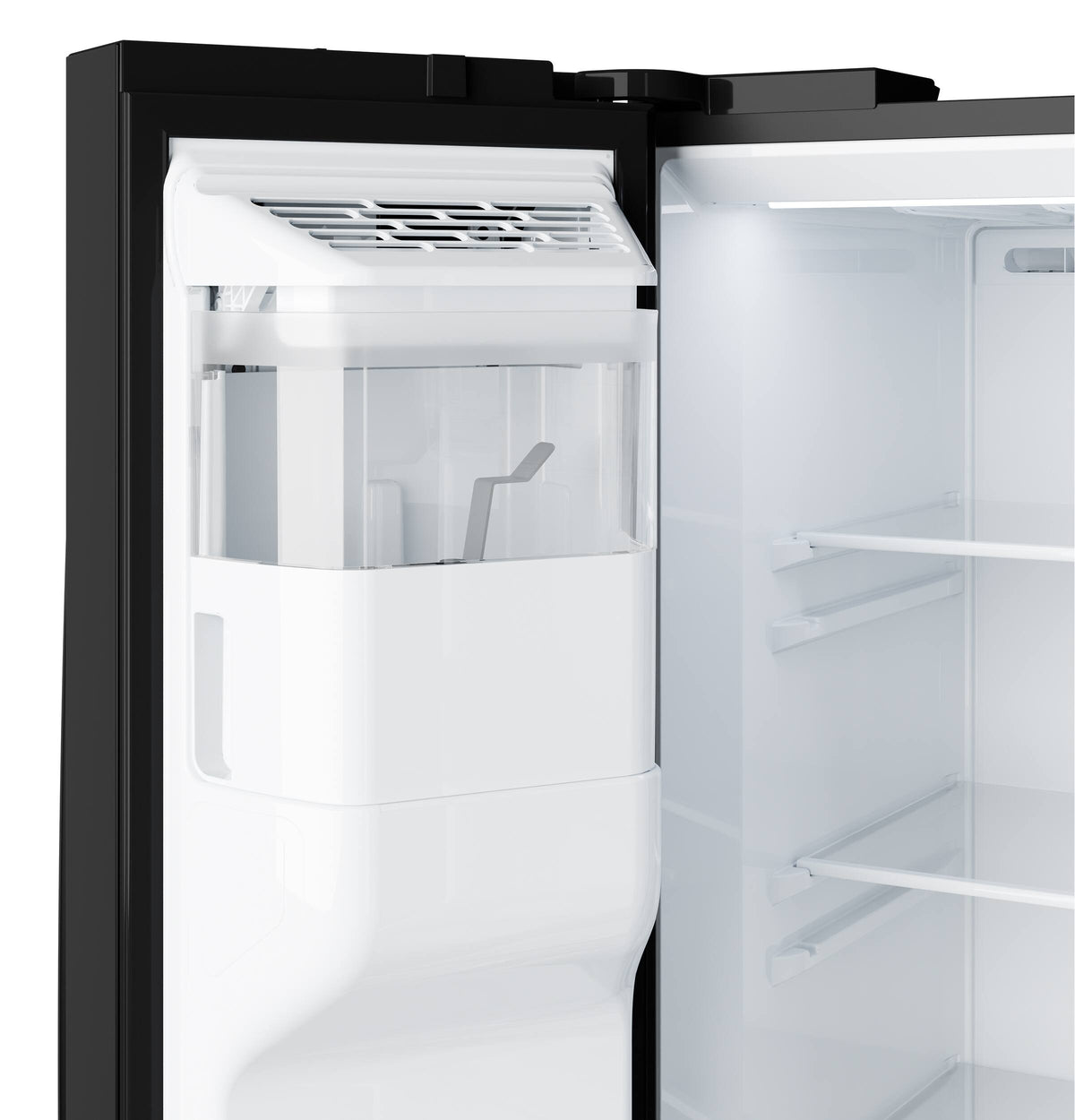 GE - 36 in. Wide 23.6 Cu. Ft. Freestanding Counter-Depth Side-By-Side Refrigerator ith Extra Tall Water and Ice Dispenser - Black