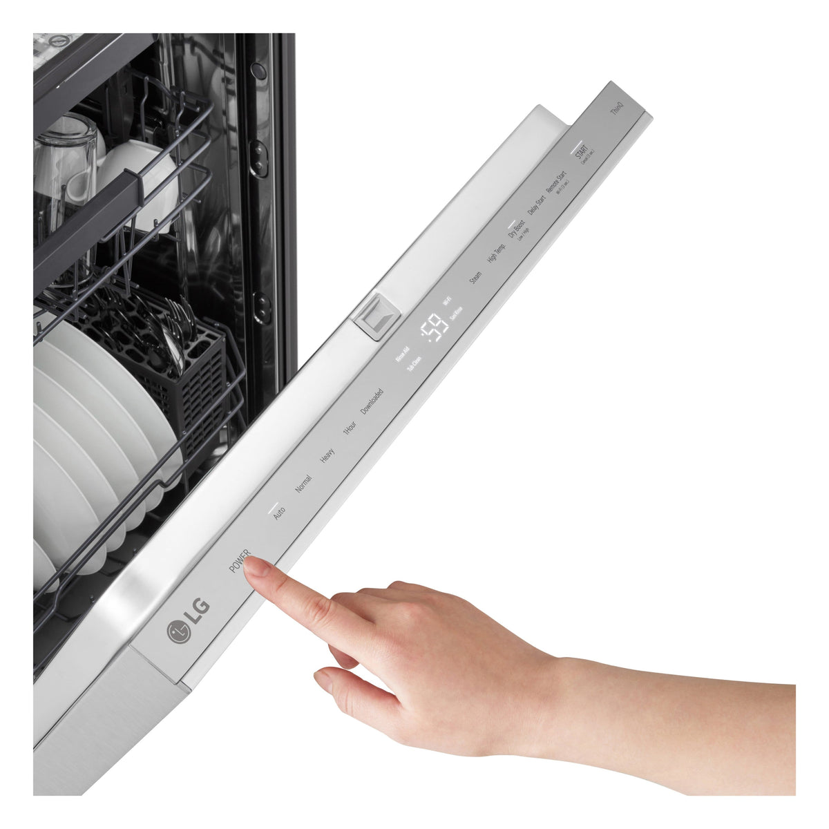 LG - FlushFit 24-in Top Control Smart Built-In Stainless Steel Tub Dishwasher with 3rd Rack, 1-Hour Wash and Dry, 46dBA - Stainless Steel