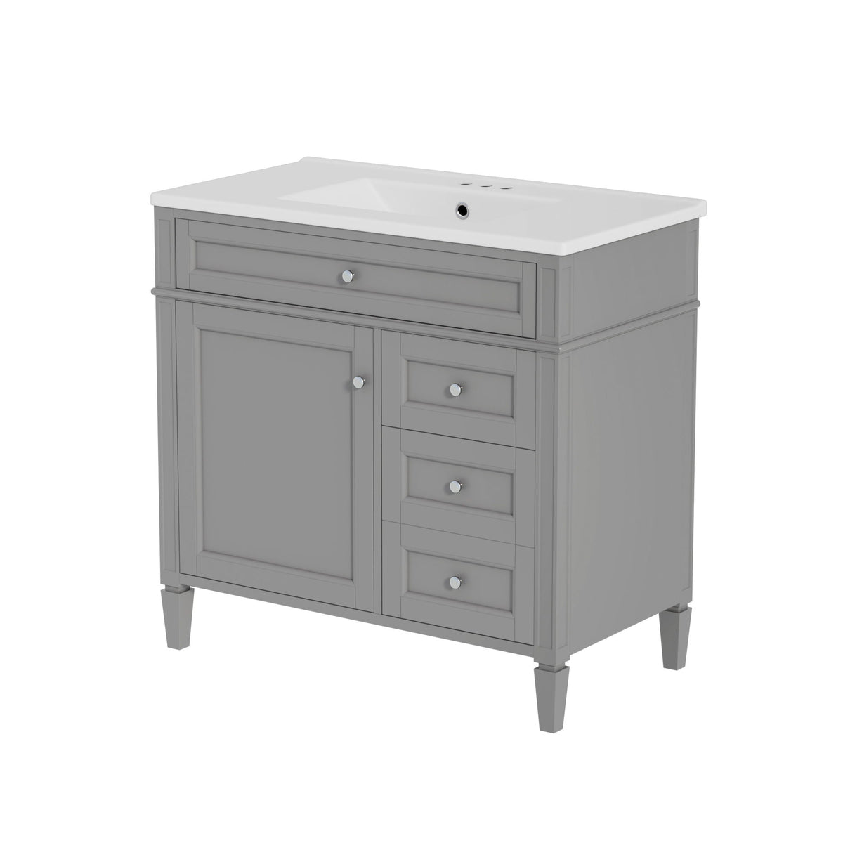 Tocador de baño con lavabo, 2 cajones, cajón abatible