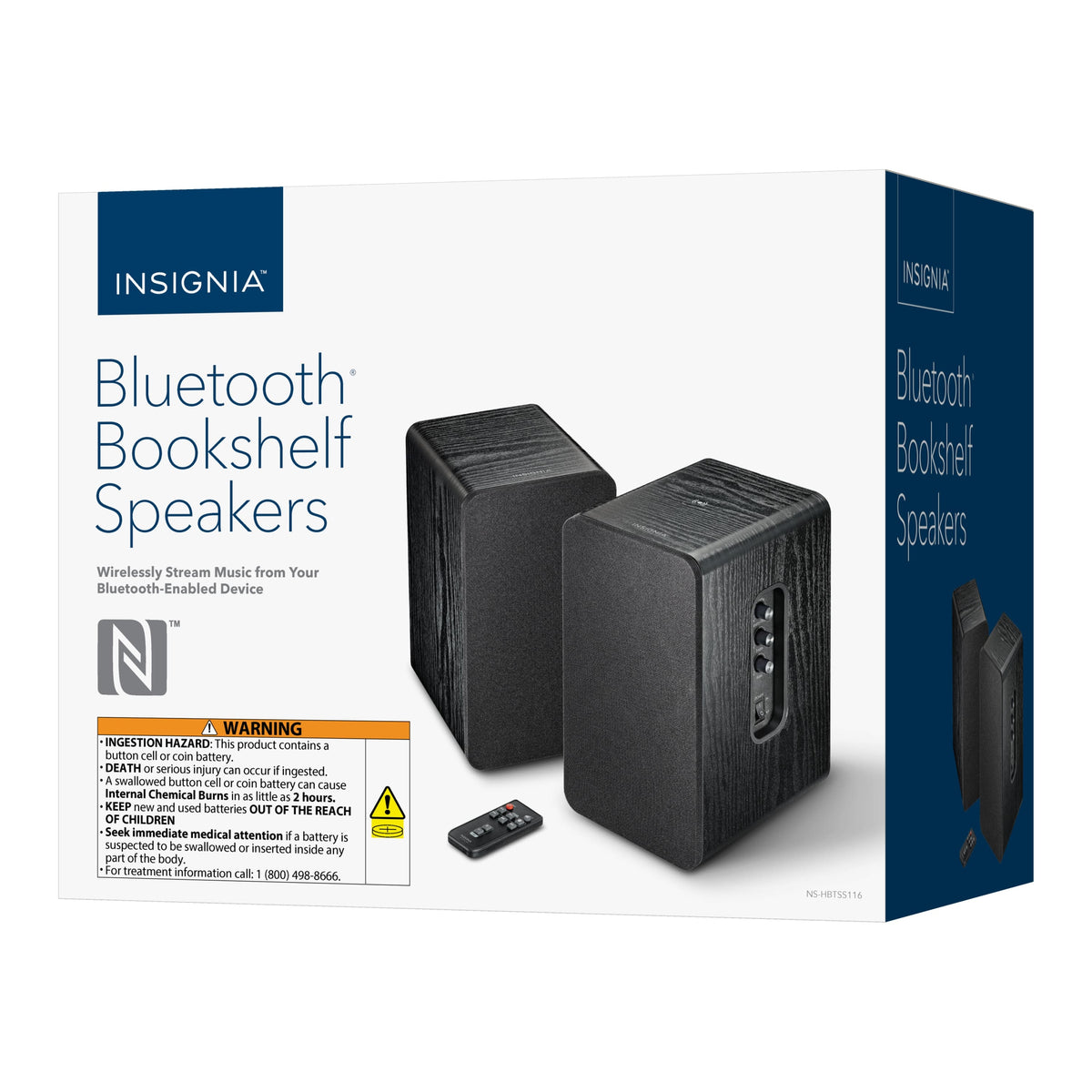 Insignia™ - 25w (per speaker, 50w total) Bluetooth Bookshelf Speakers - Black