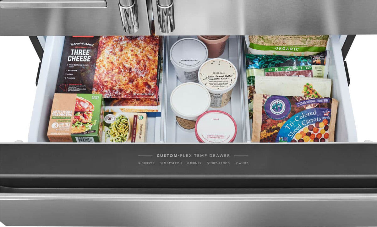 Frigidaire - Professional 36 in. Wide 21 Cu. Ft. Counter-Depth 4-Door French Door Refrigerator with Custom-Flex Temp Drawer - Stainless Steel