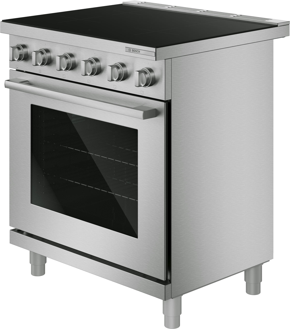 Bosch - 500 Series 30 in. Wide 4.7 Cu. Ft. Industrial Style Electric Induction Range with 4 Elements - Stainless Steel