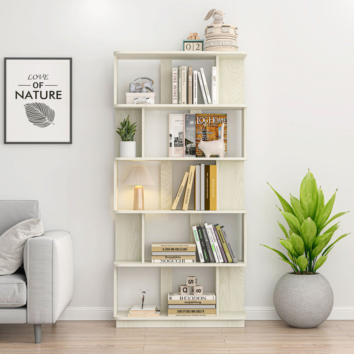 Modern 5 Tier Open Storage Bookcase
