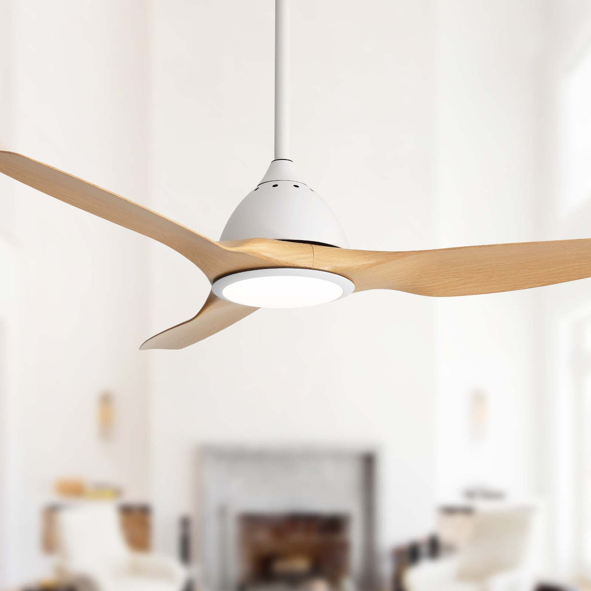 52" Smart Ceiling Fan, Dimmable 3 Color LED Light, Remote Control, Quiet Reversible DC Motor
