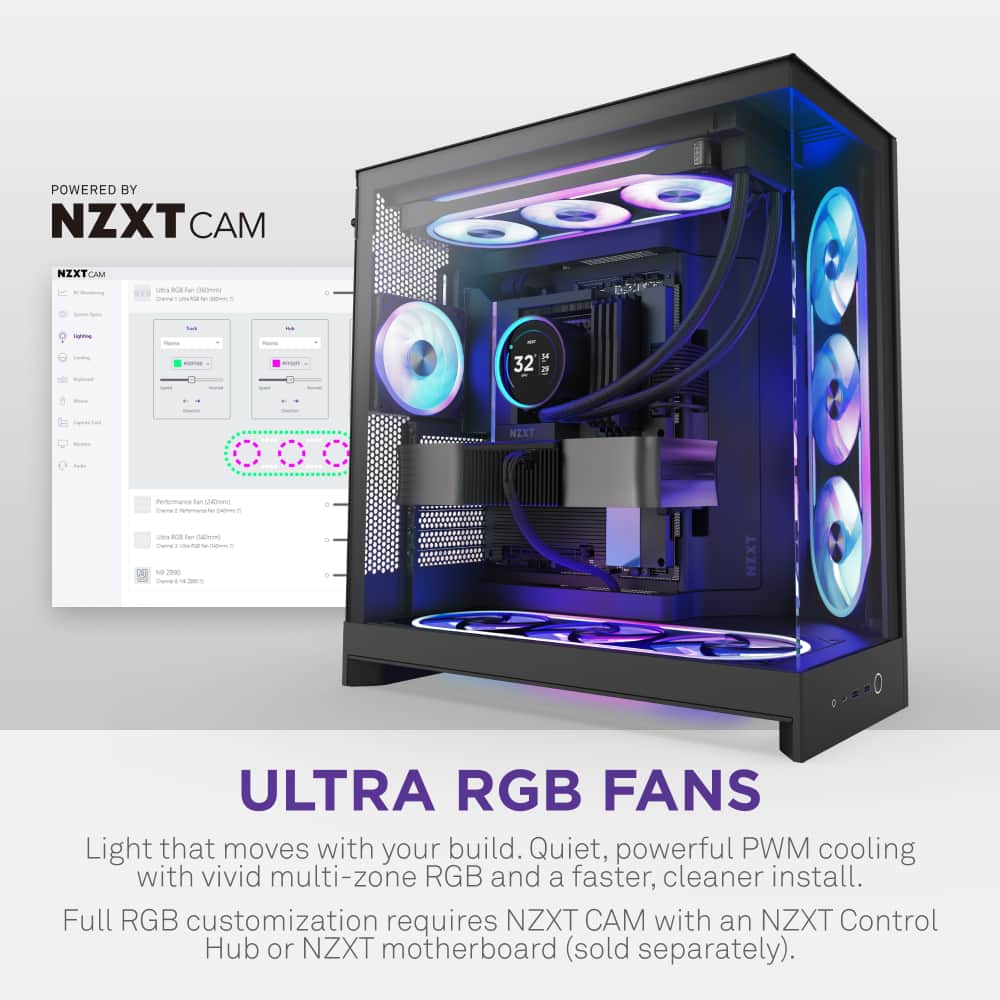 NZXT - F360U Ultra RGB Fan- 360mm Single-Frame - Black