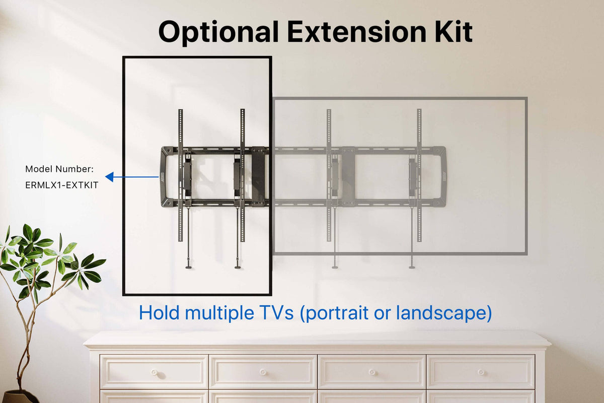 ErgoAV - 75″ -116″ Low Profile Extend, Swivel & Fixed TV Mount Model ERMLX1-01B - Black