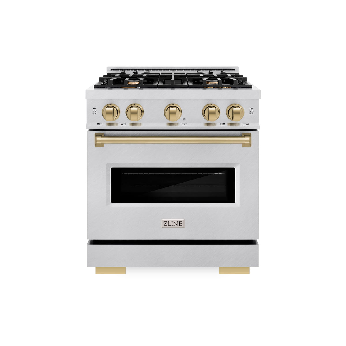 30 in. Wide 4 Burner ZLINE Autograph Classic Satin Steel Gas Range with Bronze Accents (CGRSZ-30-CB) - Stainless Steel