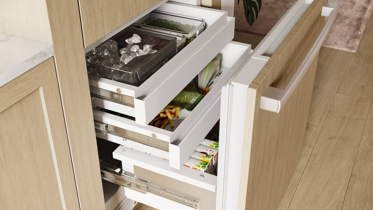 Bosch - Benchmark Series 30 in. Wide 16.5 Cu. Ft. Bottom Freezer Built-in Smart Refrigerator - Custom Panel Ready