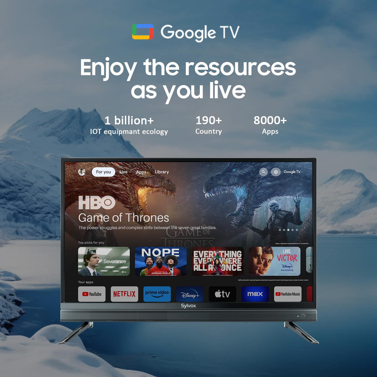 Sylvox - 32" Vehicle Series 12V RV Camper Smart TV 1080P with Google TV, WiFi & Bluetooth, DC/AC Powered Television