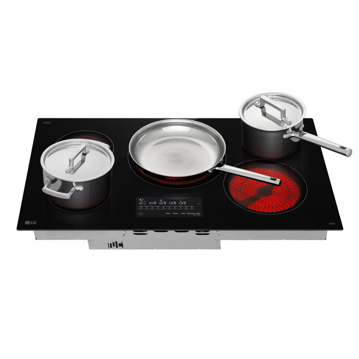 LG - 36-in Wide Built-In Electric Smart Cooktop with 5 Elements, Backlit SmoothTouch Glass Controls and 3.6kW Triple Element - Black