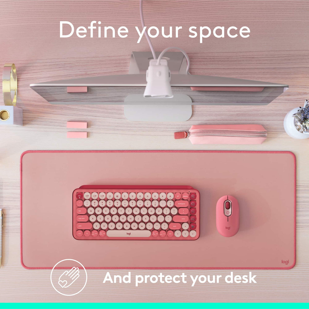 Logitech - Desk Mat Studio Series Extended Mouse Pad with Spill-resistant Durable Design (Large) - Darker Rose