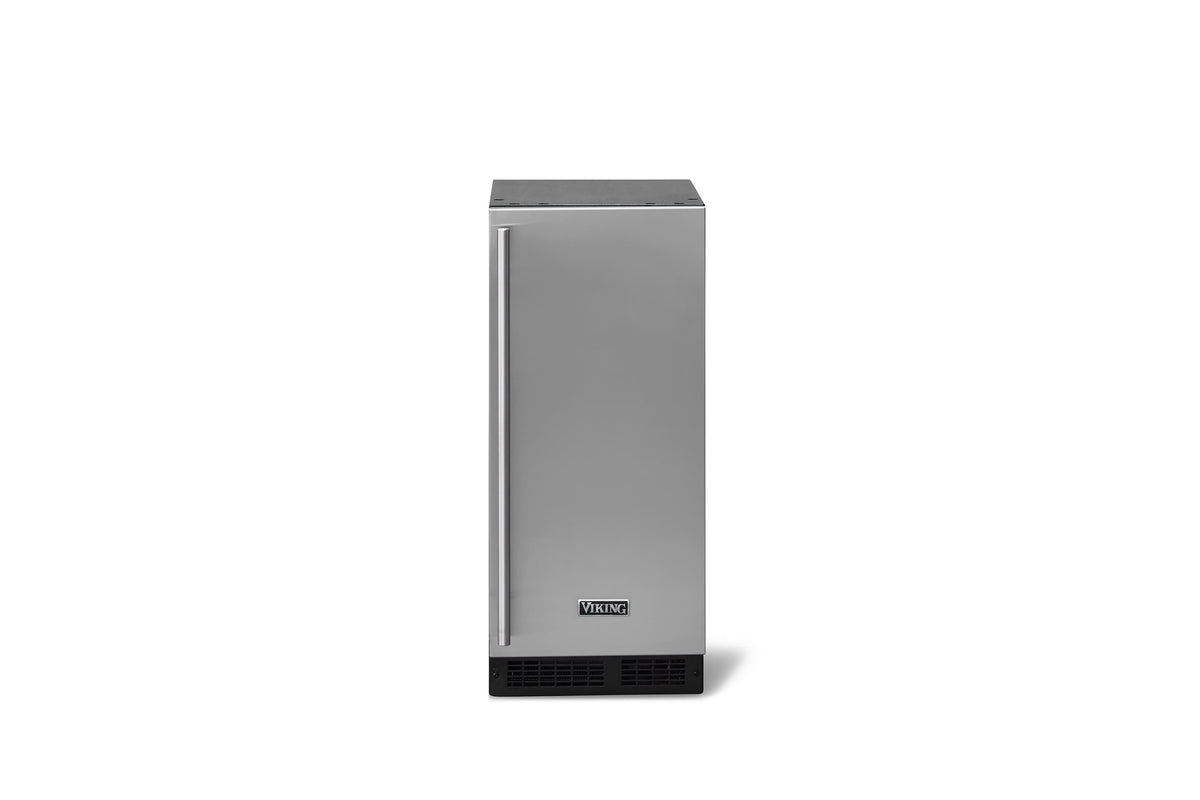 Viking - 15" Undercounter/Freestanding Custom Panel Clear Ice Machine with Drain Pump - Stainless Steel