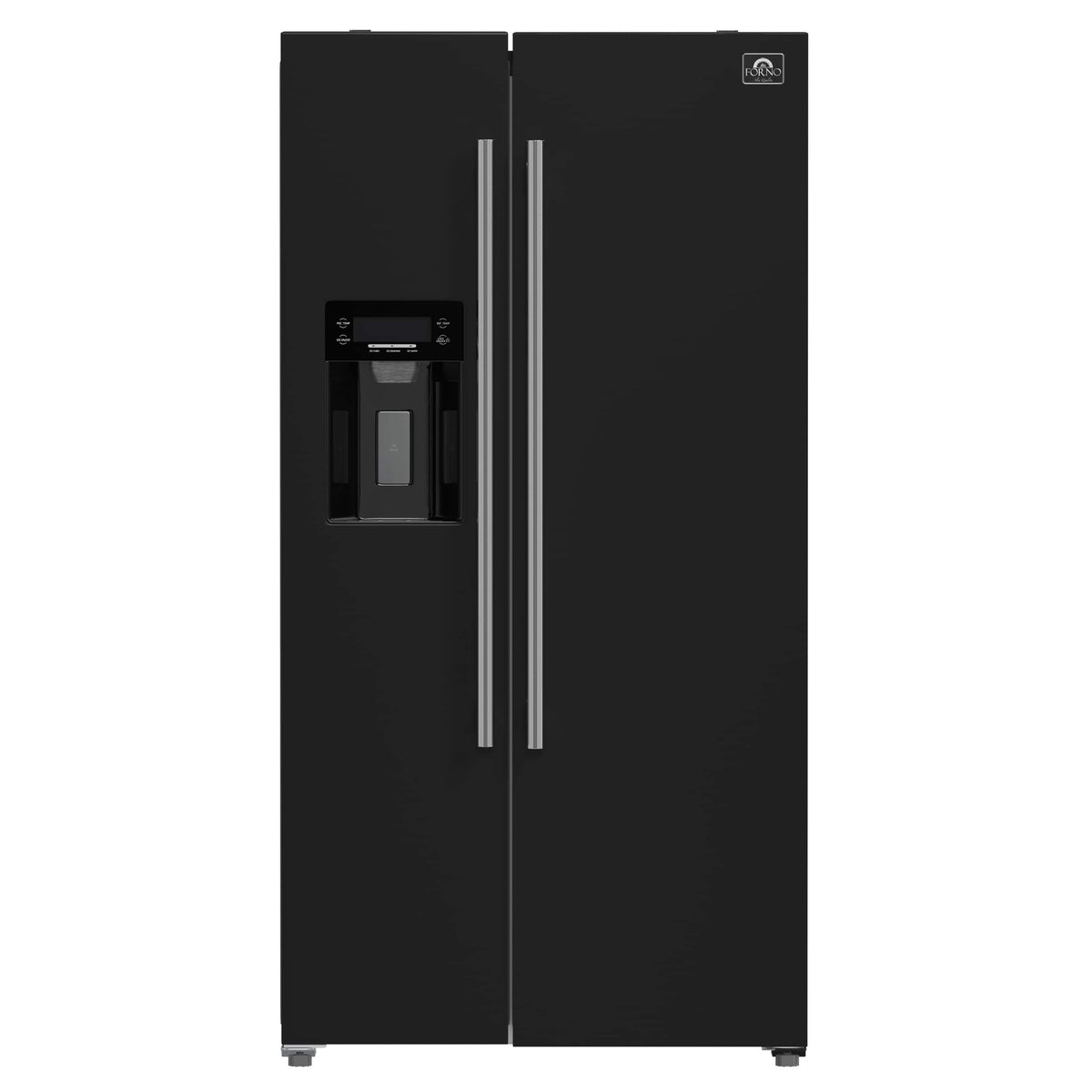 Forno Appliances - 36 in. Wide Salerno 20 Cu. Ft. Side-by-Side Counter-Depth Refrigerator with Ice and Water Dispenser - Black