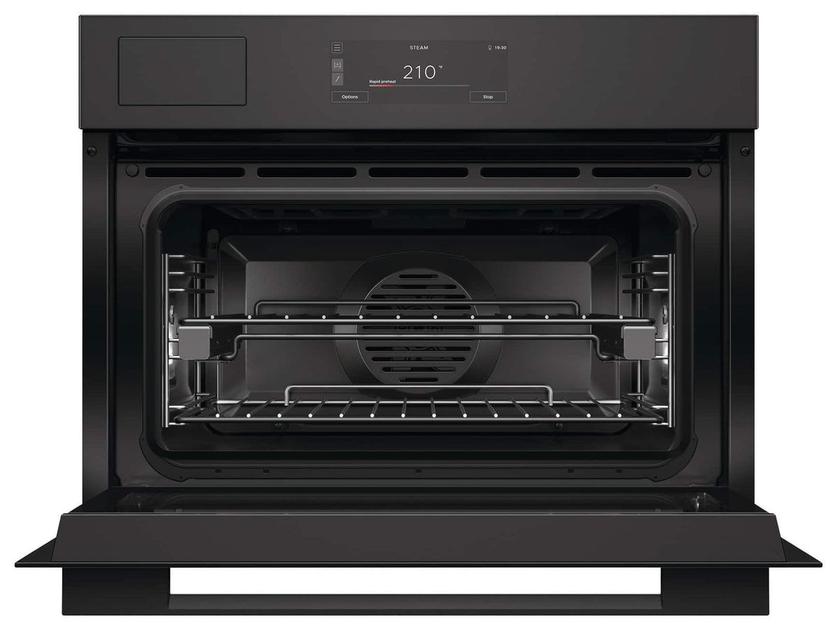 Fisher & Paykel - 24" 1.9 cu. Ft. Built-in Combination Steam Oven, 6.8" Touchscreen, Visibile Tank - Compact - Minimal - Black