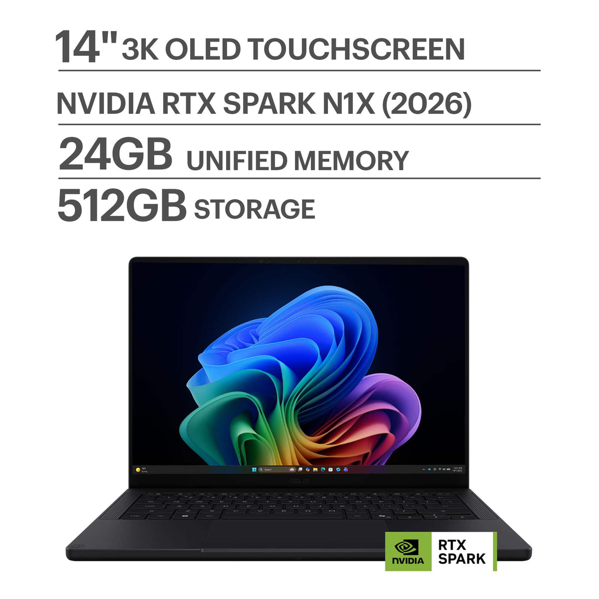 ASUS - ProArt P14 14" 3K OLED Touchscreen Laptop - NVIDIA RTX Spark N1X (2026) - 32GB Memory - 512GB Storage - Copilot+ PC - Nano Black