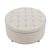 Tufted Storage Ottoman - Almond