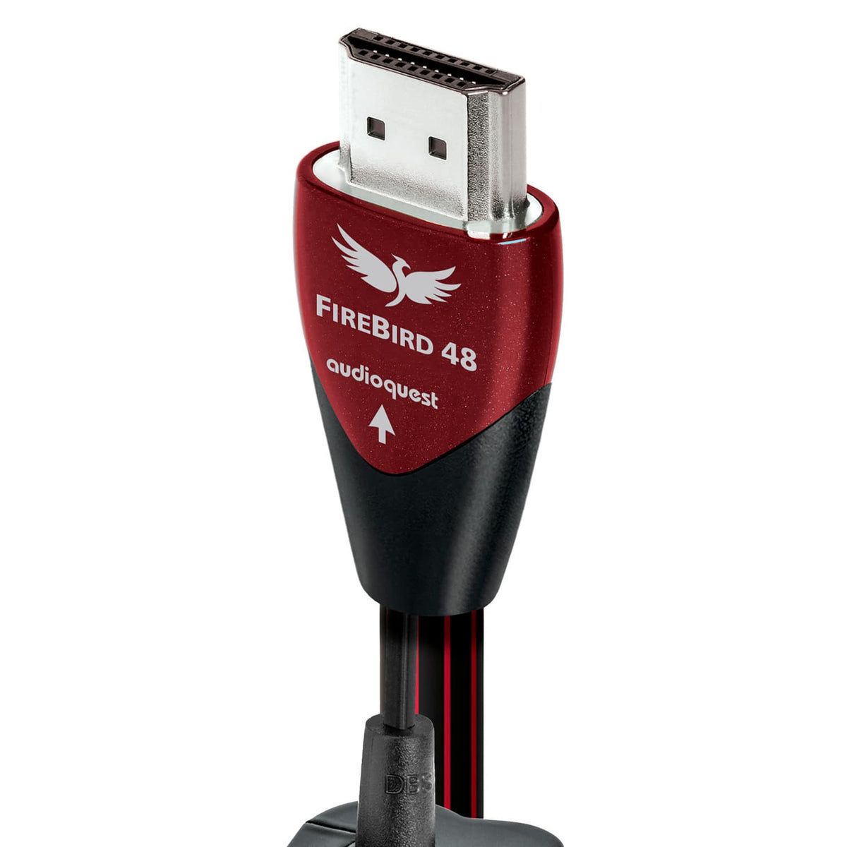 AudioQuest - FireBird 48 9.8' 4K-8K-10K 48Gbps In-Wall Rated HDMI Cable - Black/Red Stripes