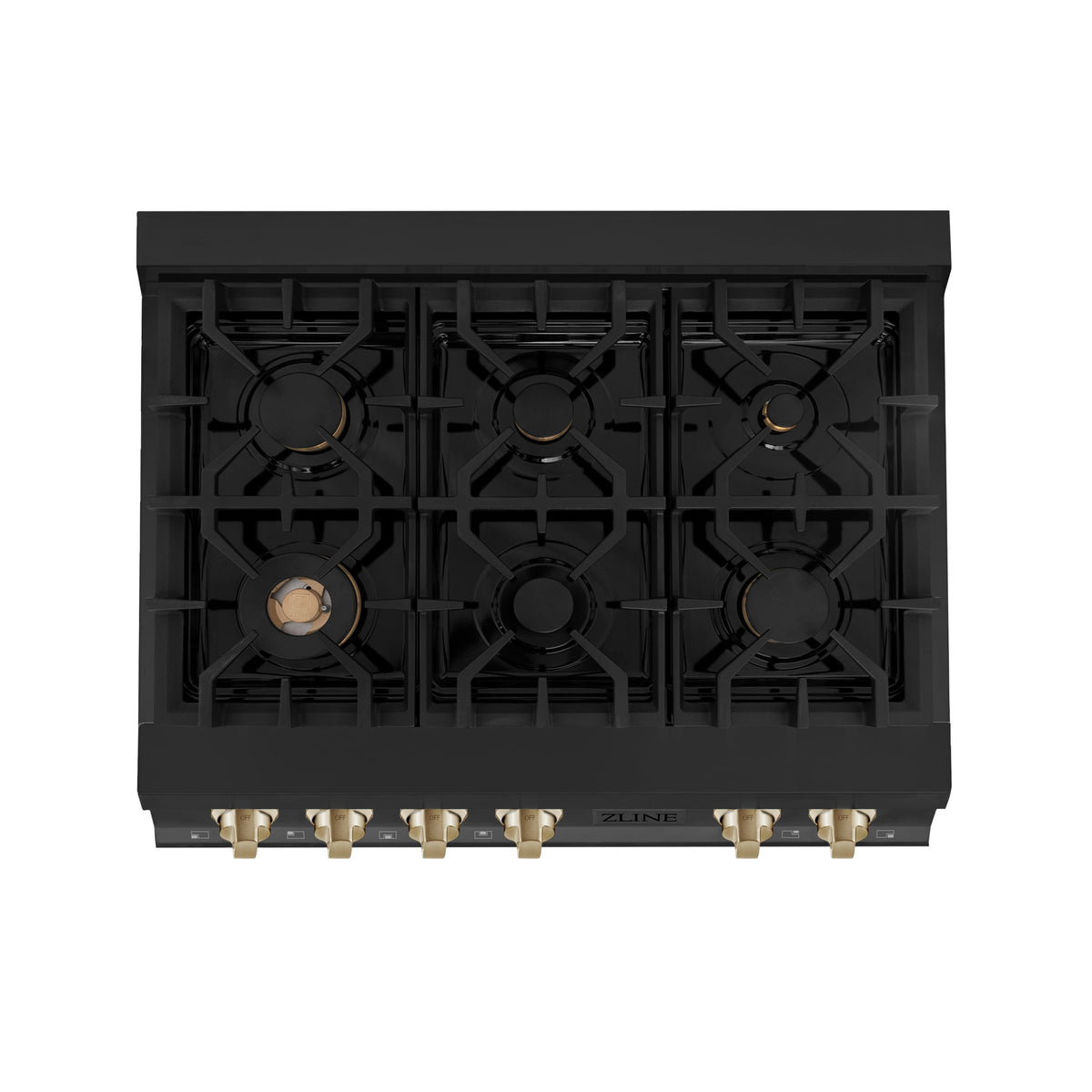 ZLINE - Autograph 36 in. Legacy Rangetop in Black Stainless Steel w/ Gold Accents - Black Stainless Steel