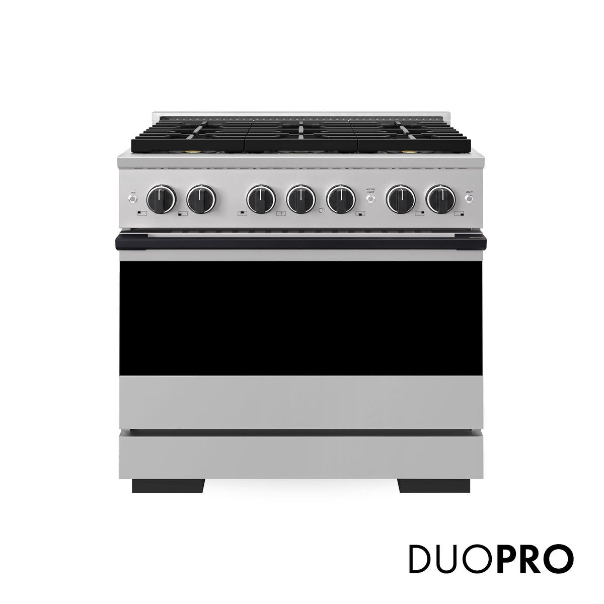 ZLINE - Autograph 36 in. 5.2 cu. ft. Marino Freestanding DuoPro Dual Fuel Range with Convection Oven & Black Accents - Stainless Steel