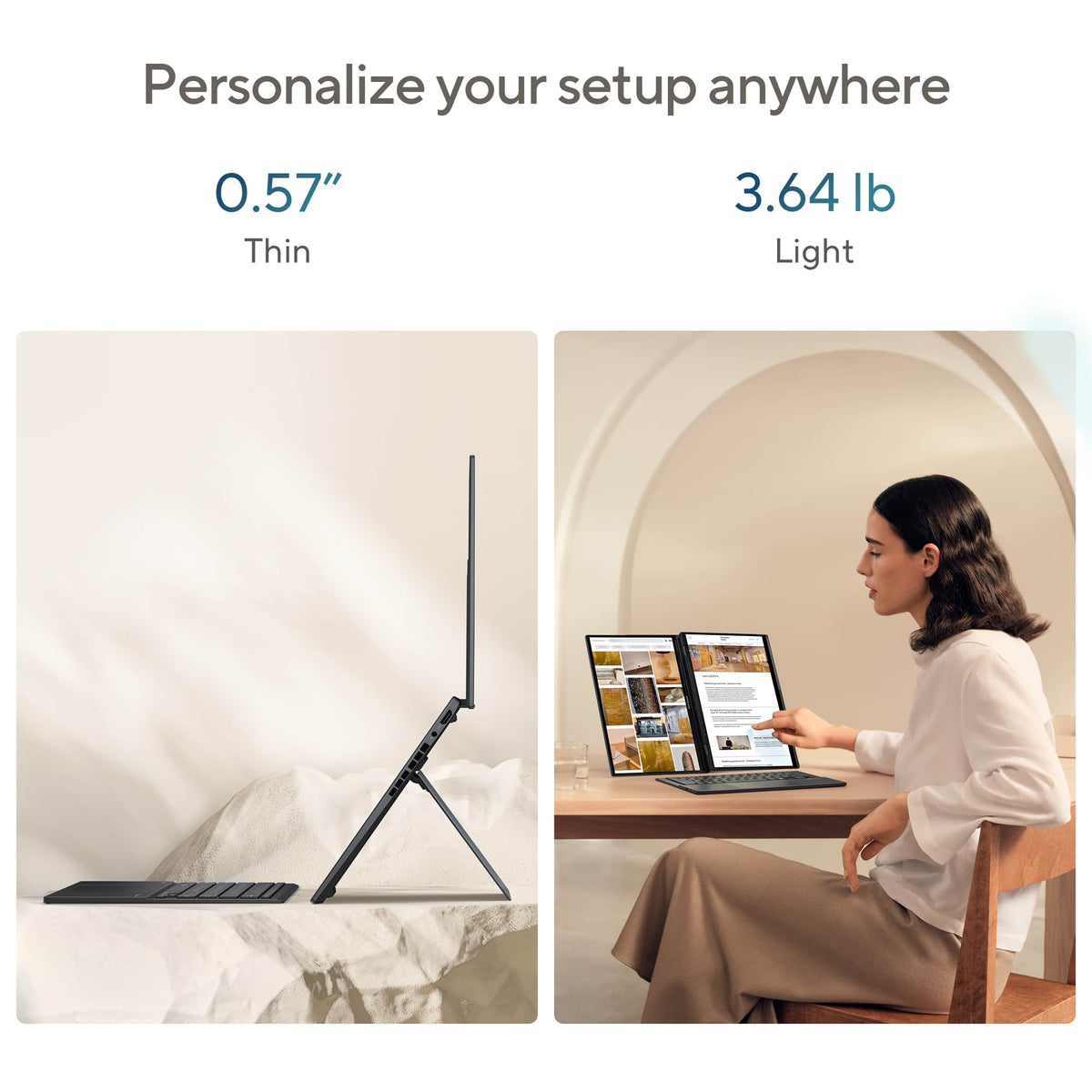 ASUS - Zenbook Duo Dual 14" 3K OLED Touch Laptop - Evo Intel Core Ultra 9 285H with 32GB RAM - Intel Arc Graphics - 1TB SSD - Inkwell Gray