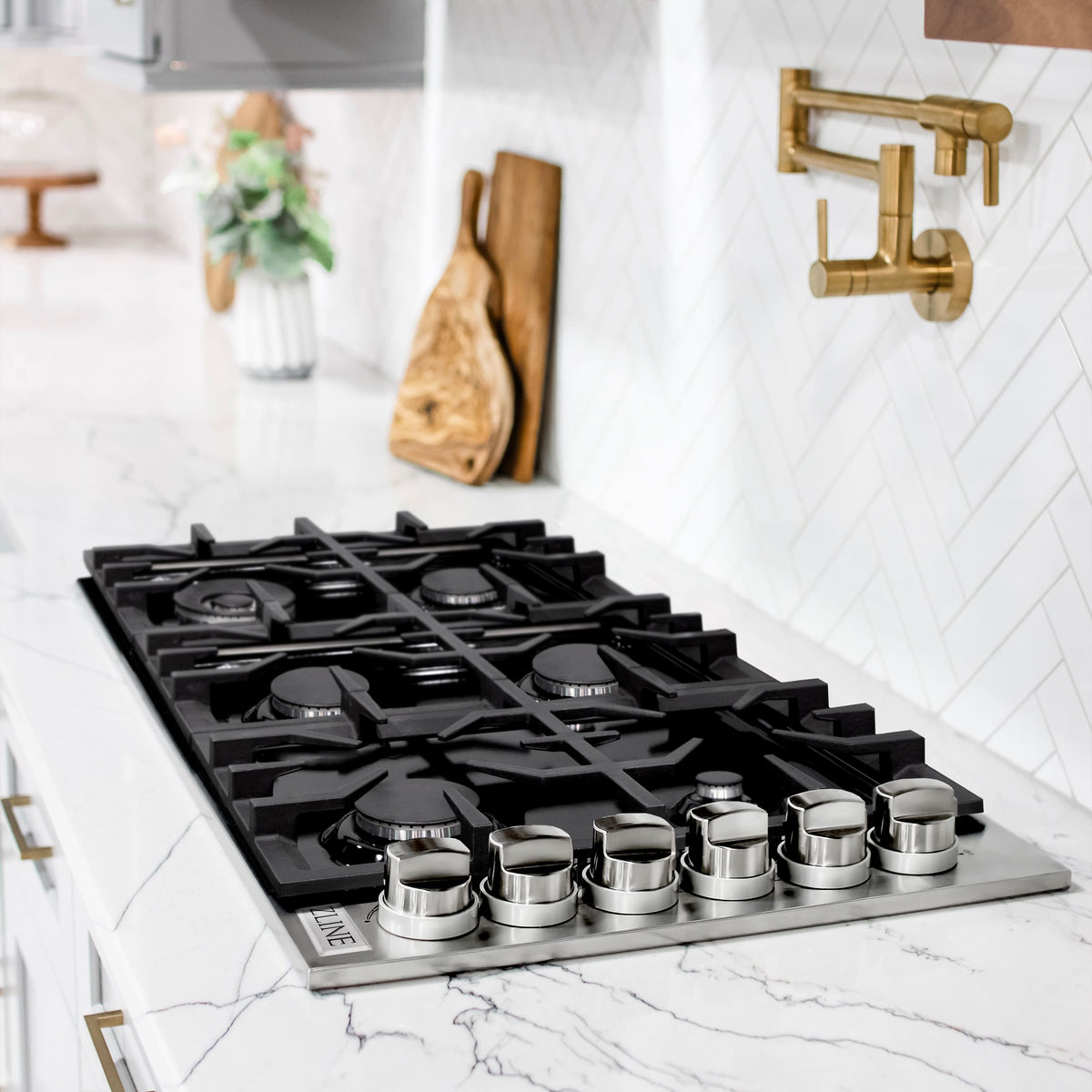 ZLINE - 36 in. Wide 6 Burner Gas Cooktop withPorcelain Top (RC36-PBT) - Black