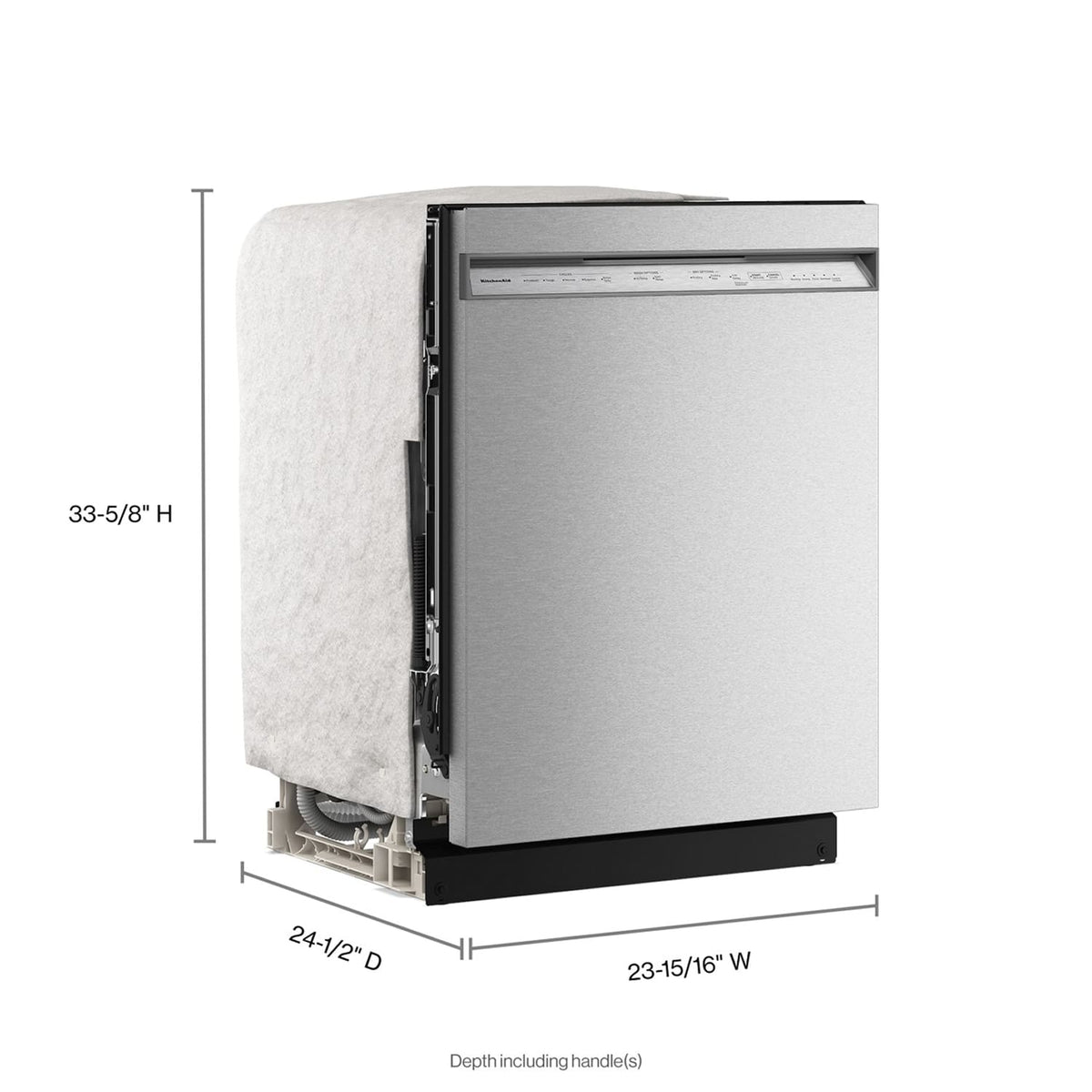 KitchenAid - 24 inch Front Control Built-In Tub Dishwasher with Third Level Utensil Rack and 47 dBA - Stainless Steel