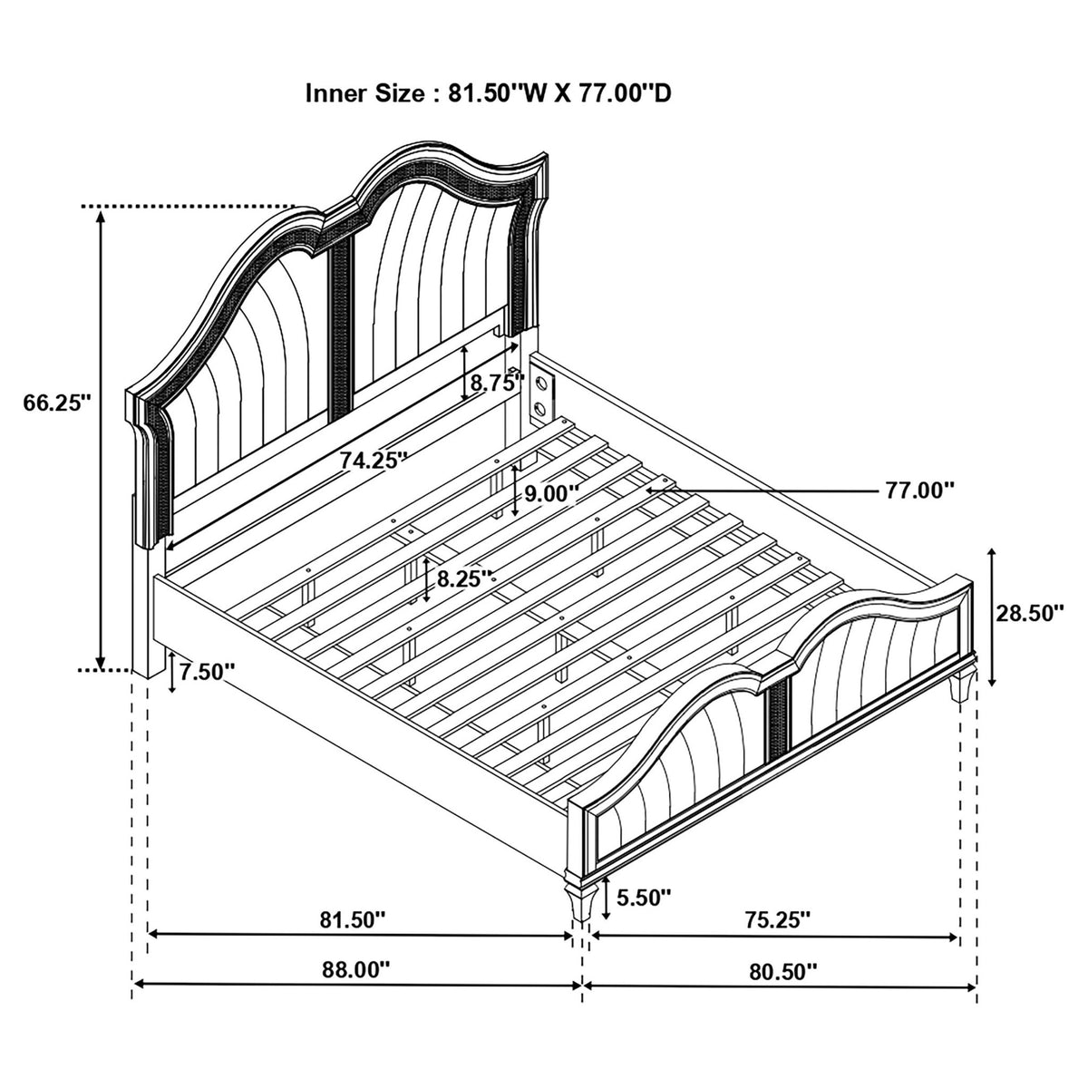 Katerina - Platform Bed With LED Light