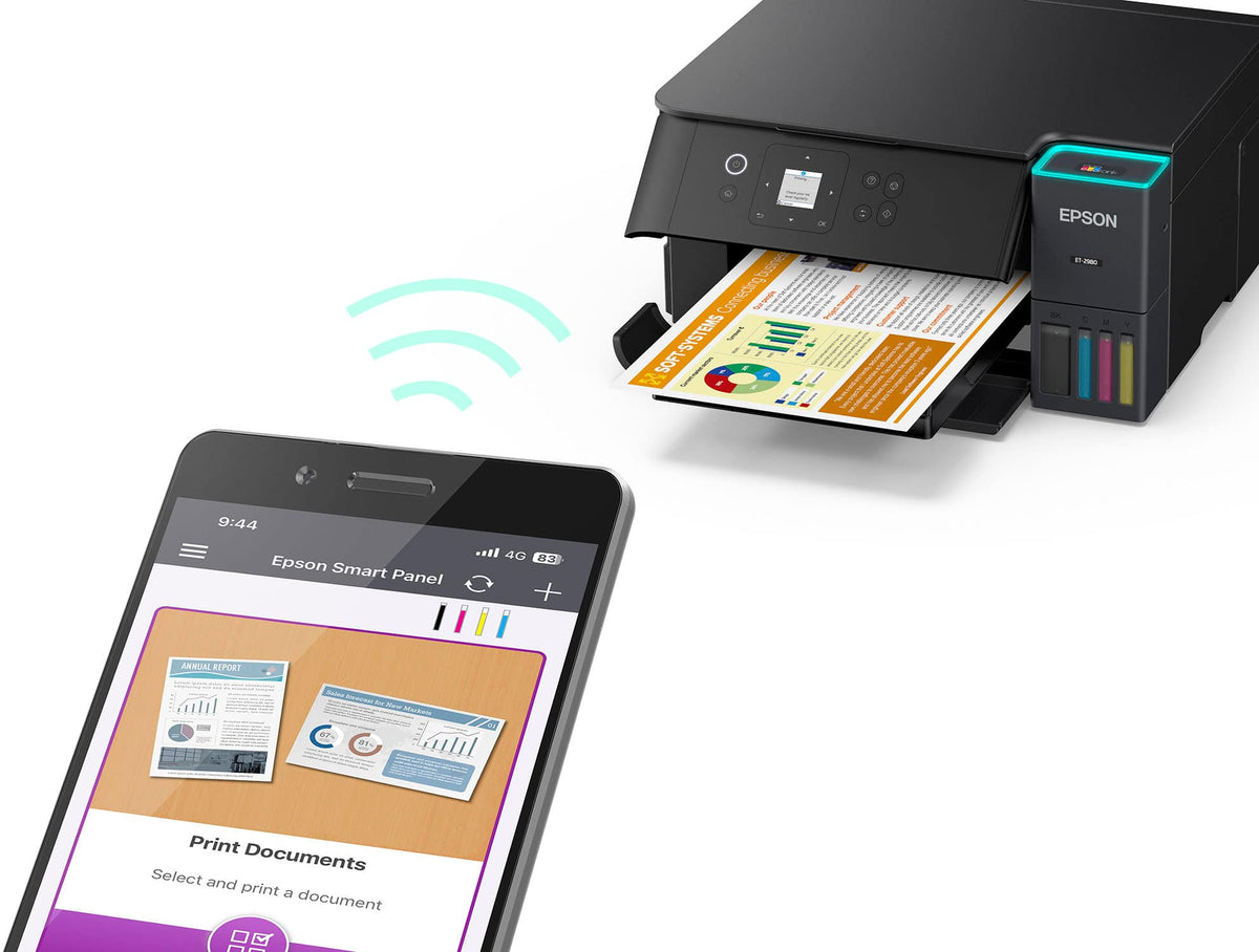 Epson - EcoTank ET-2980 Wireless All-in-One Color Supertank Inkjet Printer - Black