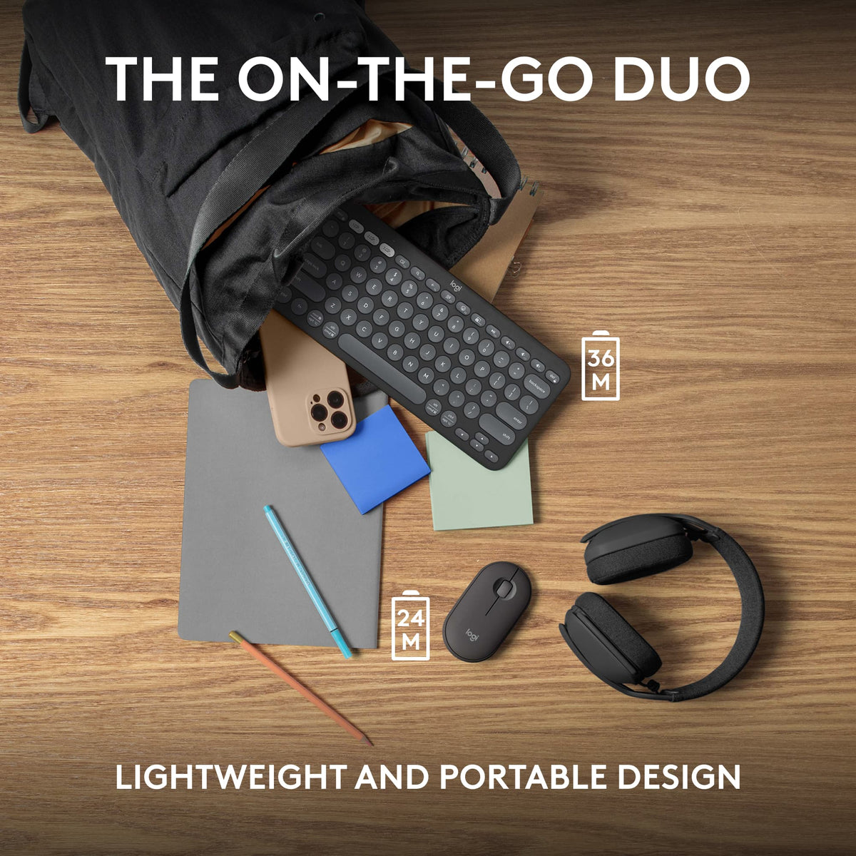 Logitech - Pebble 2 Combo Compact Wireless Scissor Keyboard and Mouse Bundle for Windows, macOS, iPadOS, Chrome - Graphite