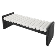 Banco tapizado con cojines enrollados - Negro / Beige