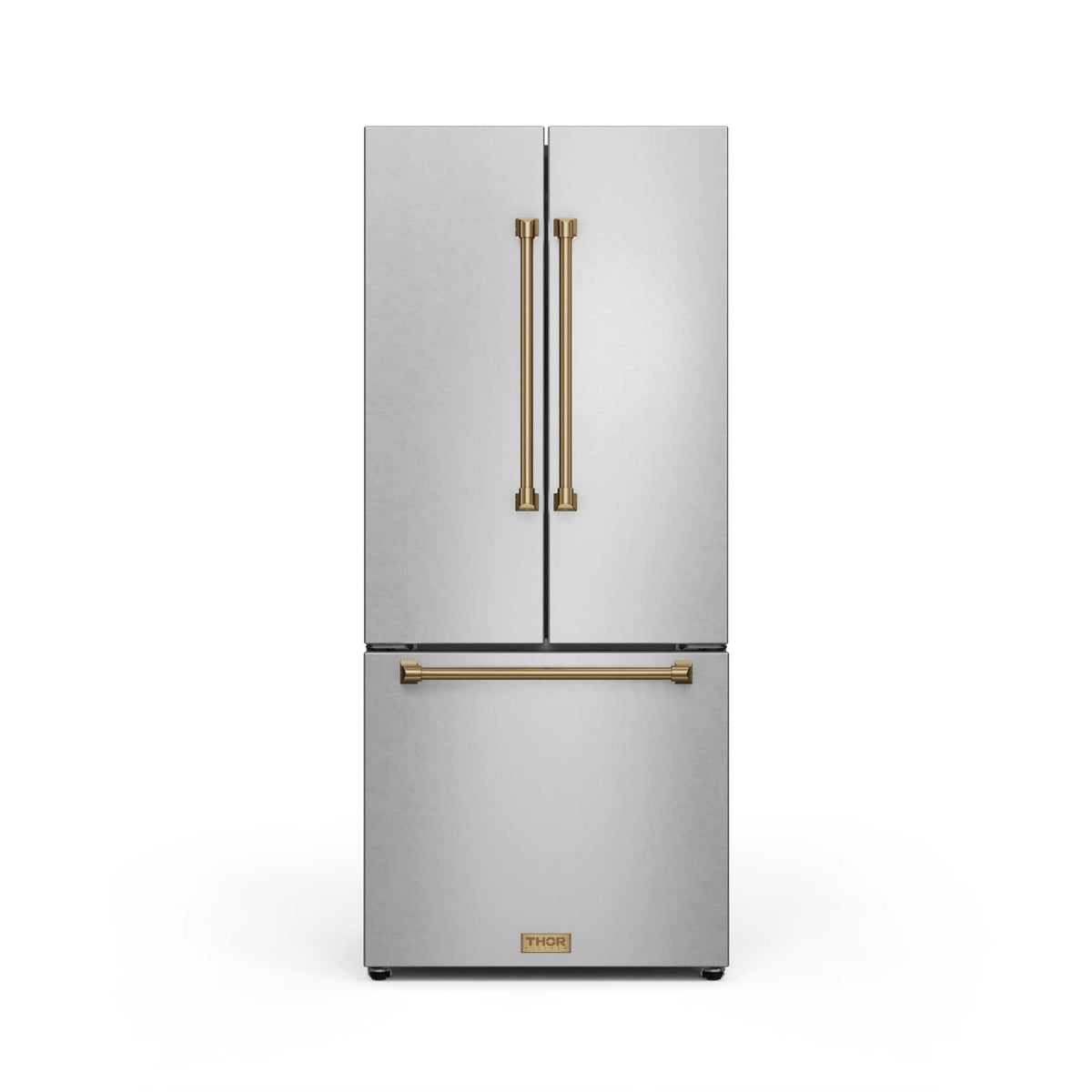 30 in. Wide Gordon Ramsay Series by Thor Kitchen 17.5 Cu. Ft. Counter Depth Refrigerator with Bronze Hardware - Stainless Steel