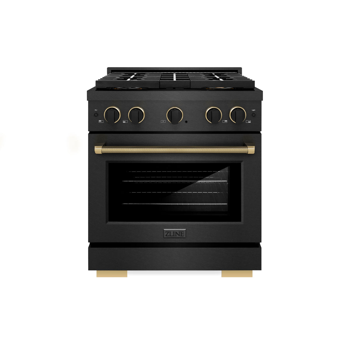 ZLINE - 30 in. Wide 4 Burner Designer 4.2 cu. ft. Manual Clean Freestanding DuoPro Gas Range with Black and Bronze Accents - Black Satin Stainless Steel