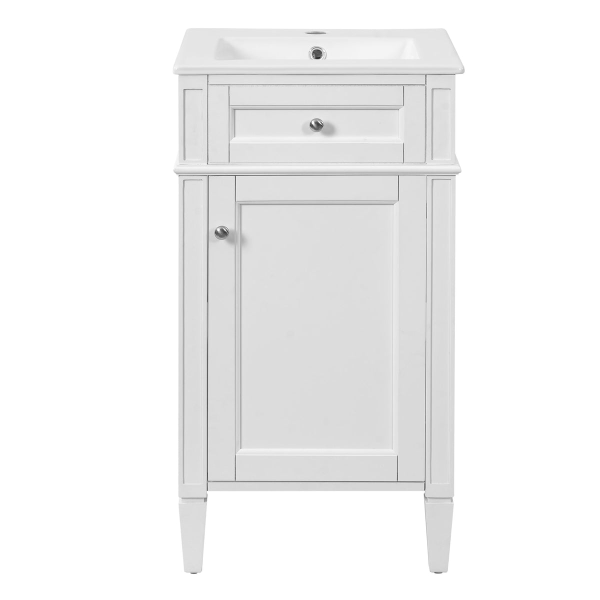 Tocador de baño estilo francés con lavabo, puerta de cierre suave, estante ajustable, diseño rectangular
