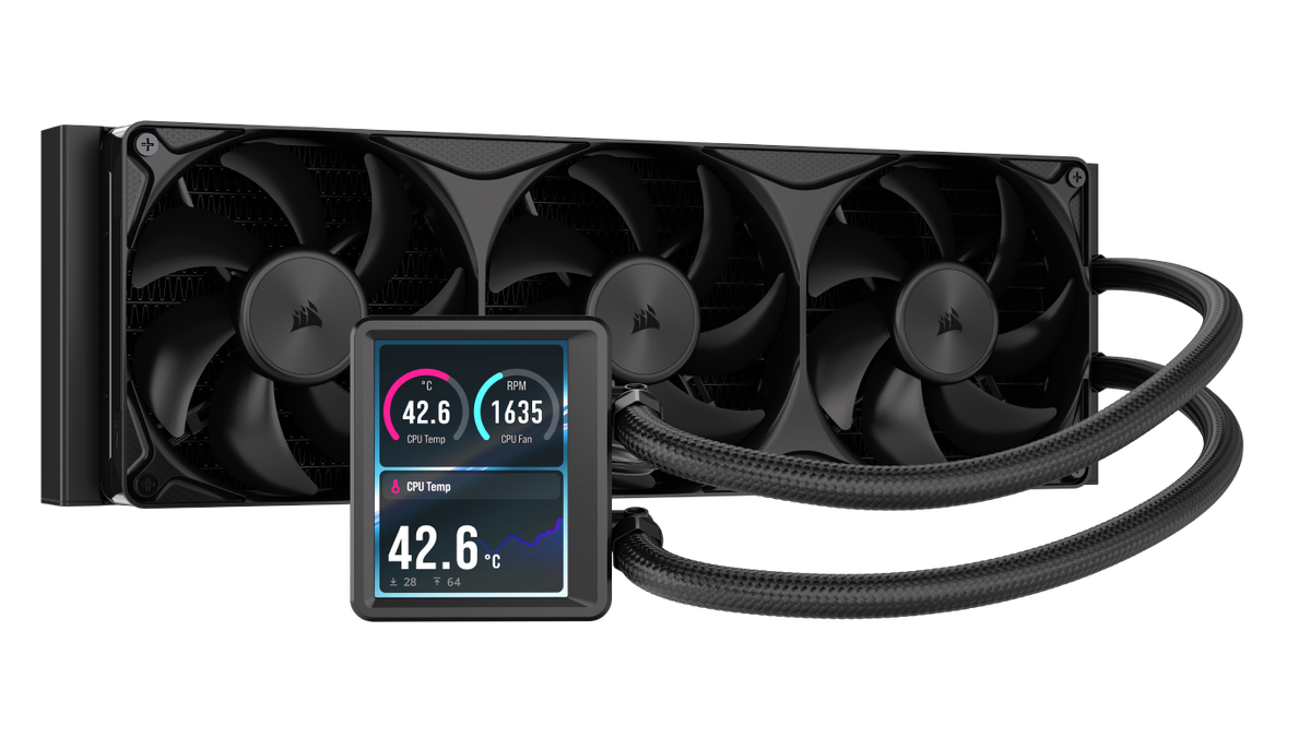 CORSAIR - NAUTILUS II 360 RS LCD Liquid CPU Cooler – 3.5" IPS LCD – FlowDrive 2S Pump – RS II Unified Frame Fans – 360mm Radiator - Black