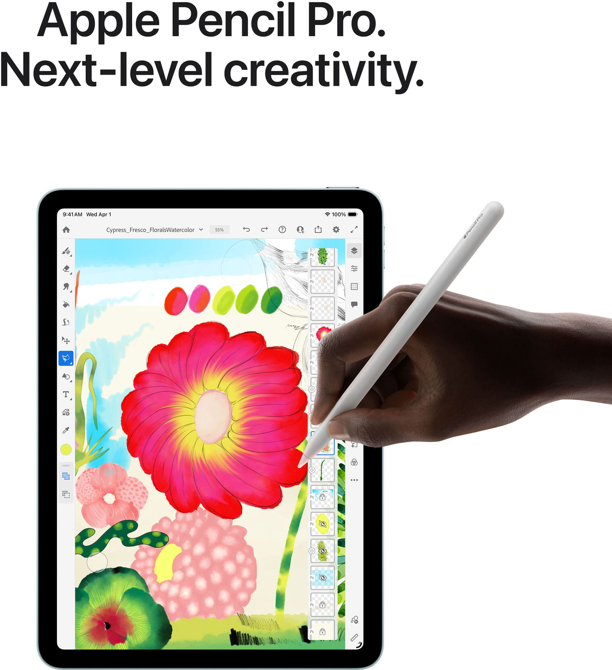 Apple - 13-inch iPad Air M4 chip Wi-Fi + Cellular 128GB - Blue (AT&T)