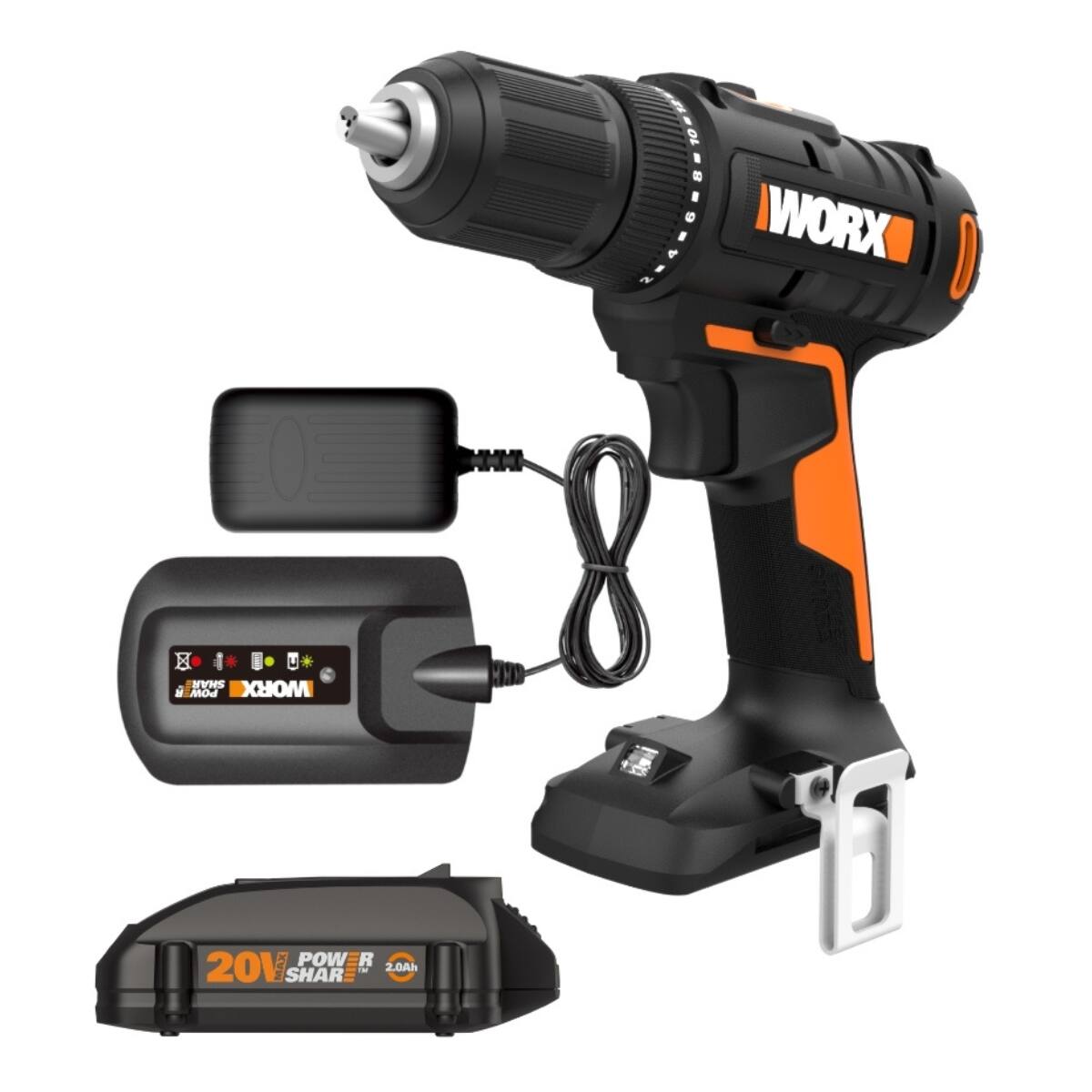 WORX - WX108L 20V PowerShare 1/2" Cordless Drill Driver (Batteries & Charger Included) - Black