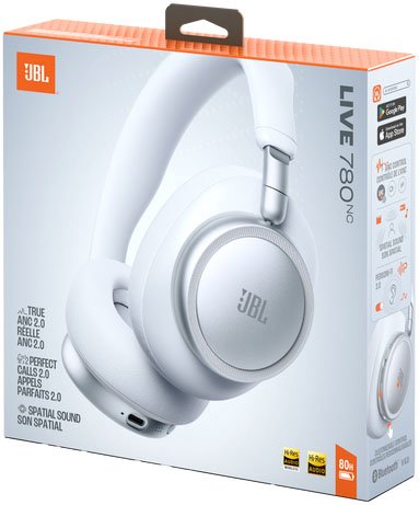 JBL - Live 780NC Over Ear Noise Cancelling Wireless Headphones - White