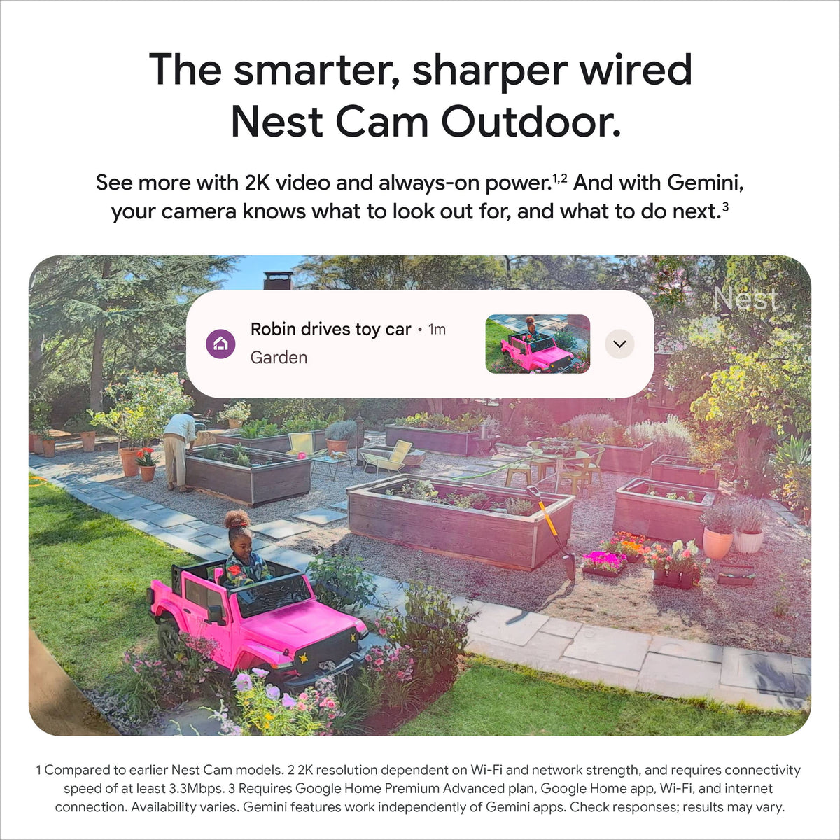 Google - Nest Cam Outdoor (wired, 2nd gen) - 2K Video and Gemini - 2-Pack - Snow