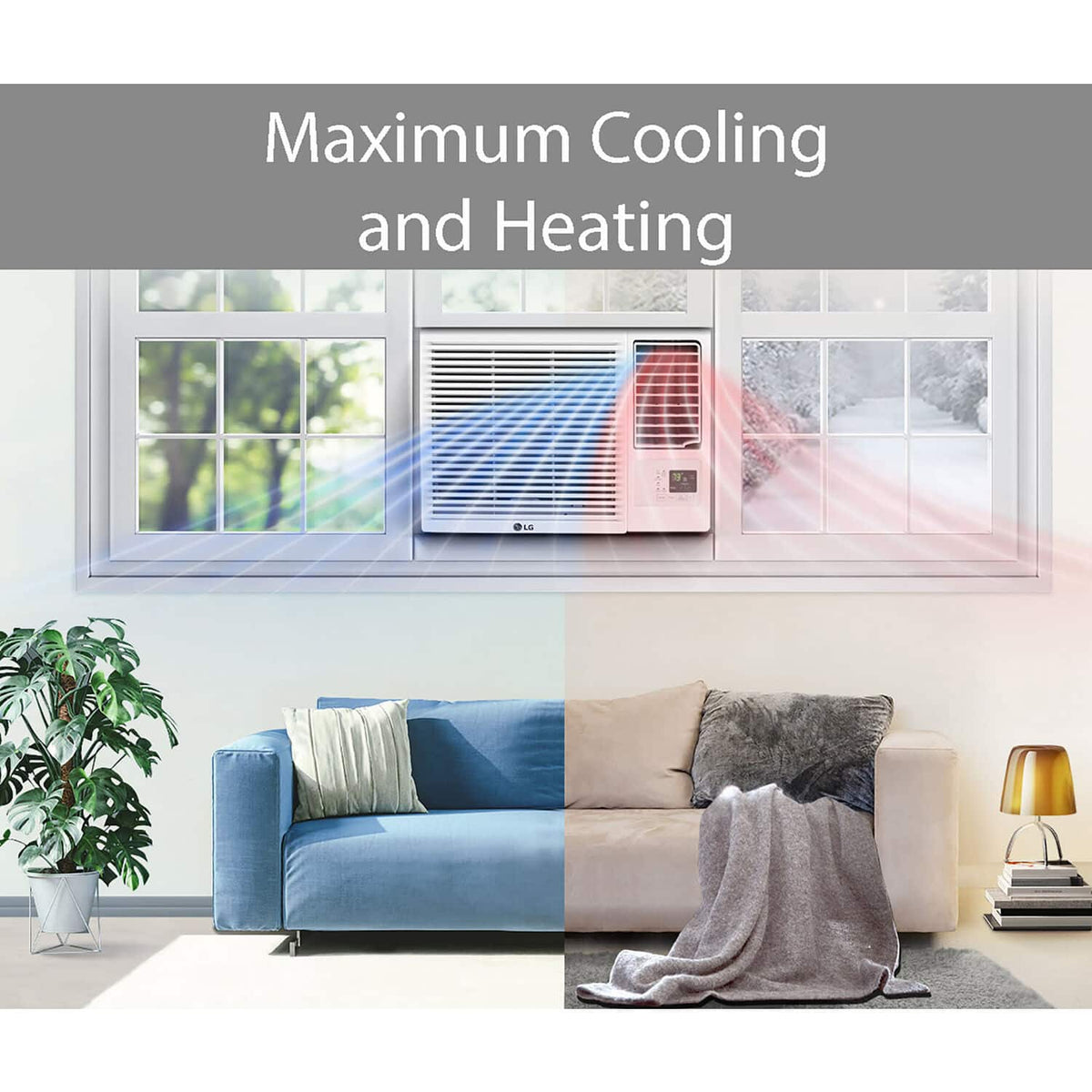 LG - 570 Sq. Ft. 12,200 BTU Window Air Conditioner with Supplemental Heat Function - White