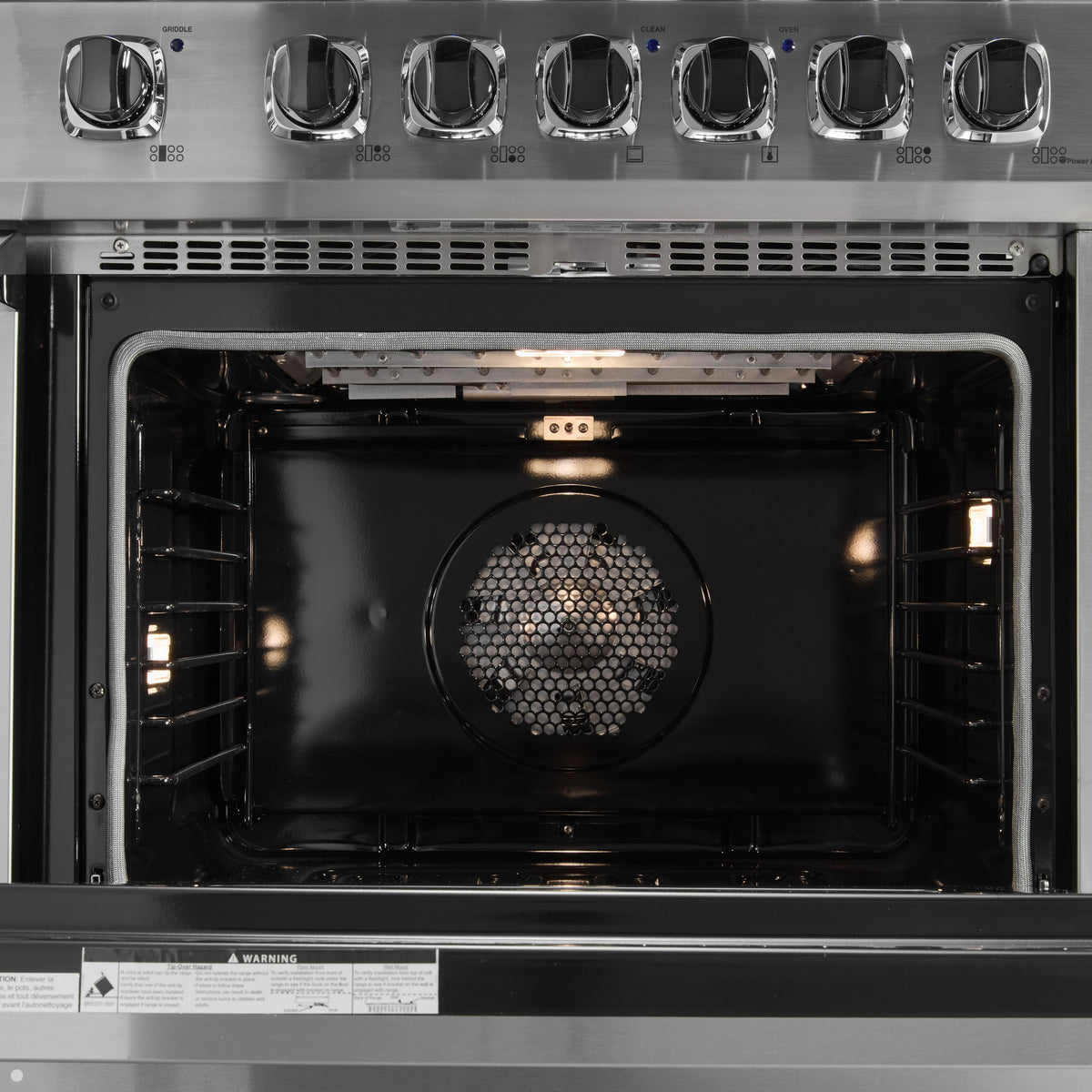 Viking - 36"W. Pro5S 5.6 Cu.Ft. Freestanding Self-Clean Sealed 4B LP Dual Fuel Convection Rng/Grdl-Stainless Steel/Brushed Brass - Stainless Steel