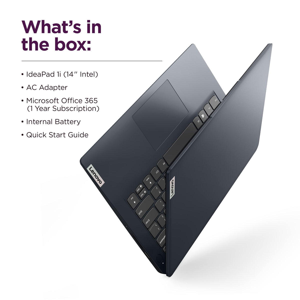 Lenovo - IdeaPad 1 14" HD Laptop - Intel Celeron N4020 2019 - 4GB Memory with 128GB eMMC Storage - Abyss Blue