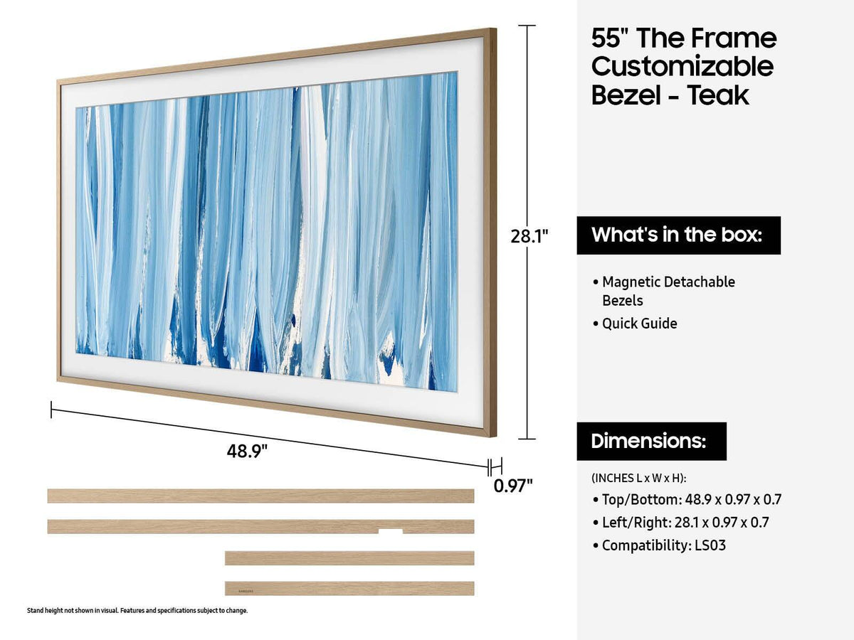 Samsung - 55" The Frame Customizable Bezel - Modern - Teak