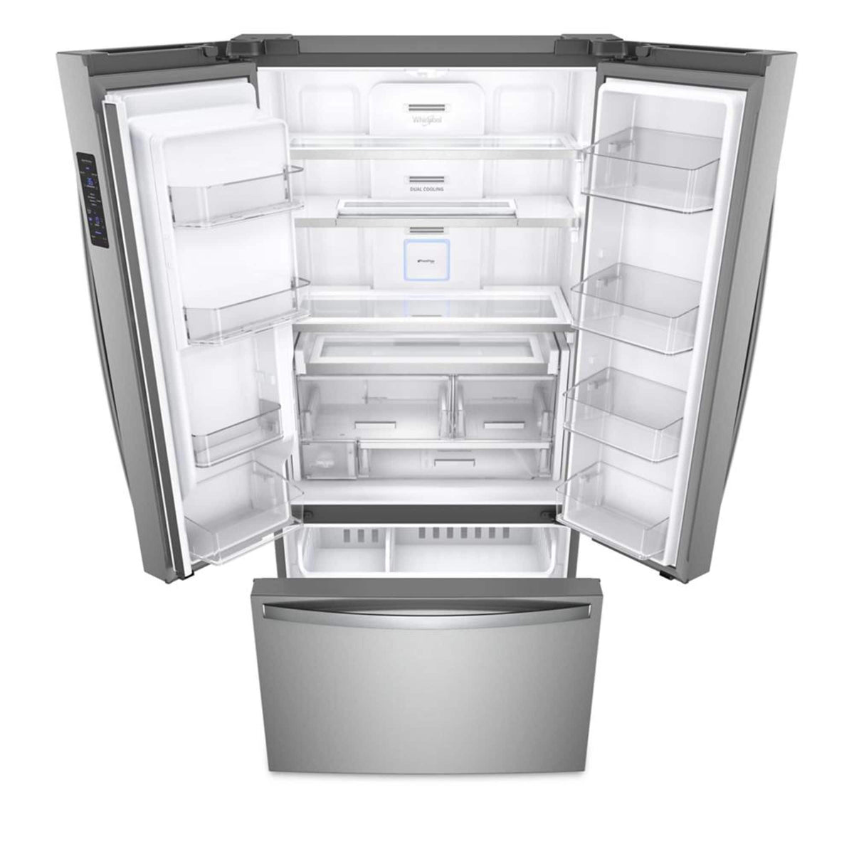 Whirlpool - 36 in. Wide 24 cu. ft. French Door Smart Refrigerator with Auto-Humidity Crispers - Stainless Steel